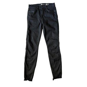 7 For All Mankind High waist ankle Gwenevere Skinny Raw Hem Black Jeans. Size 27